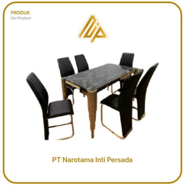 Meja Makan Marmer CT 08 Hitam